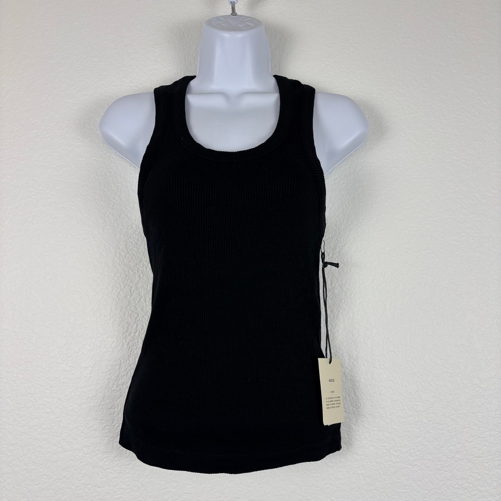 Agolde Black Ribbed Organic Cotton Blend Tank Top Black Small New Basic Neutrals